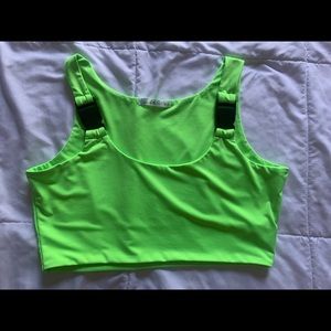 Size L neon green buckle top